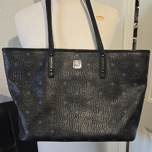 MCM Black Textured Tote and Pouch - Picture 5 of 16